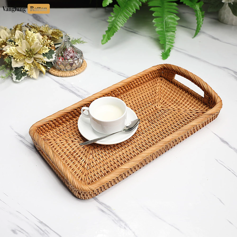 Brown Handwoven Long Rectangle Straw Rattan Handles Serving Tray with Fine Weave - STCN011008 - Q: What weight capacity can this handwoven tray support?