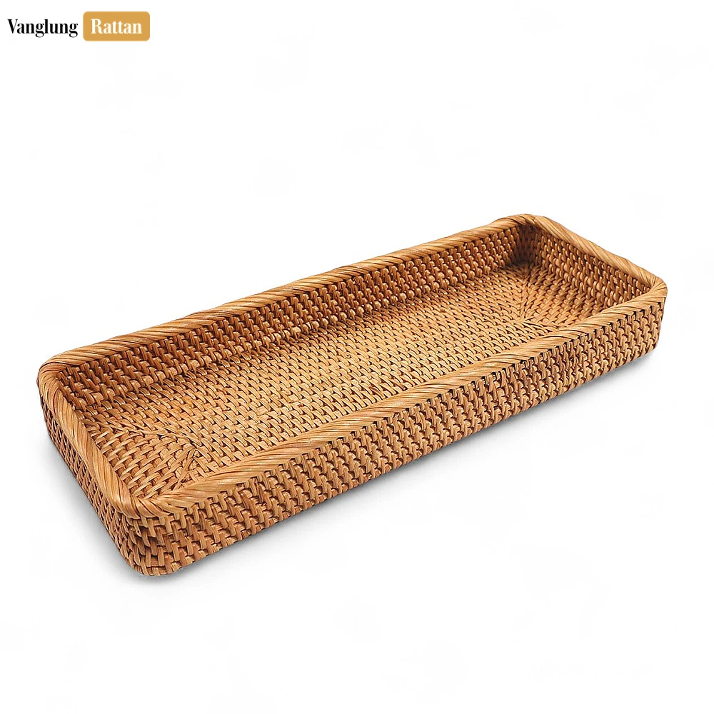 Brown Handwoven Long Rectangle Straw Rattan Serving Tray with Fine Weave - STCN011007 - Q: Can this tray be used outdoors?