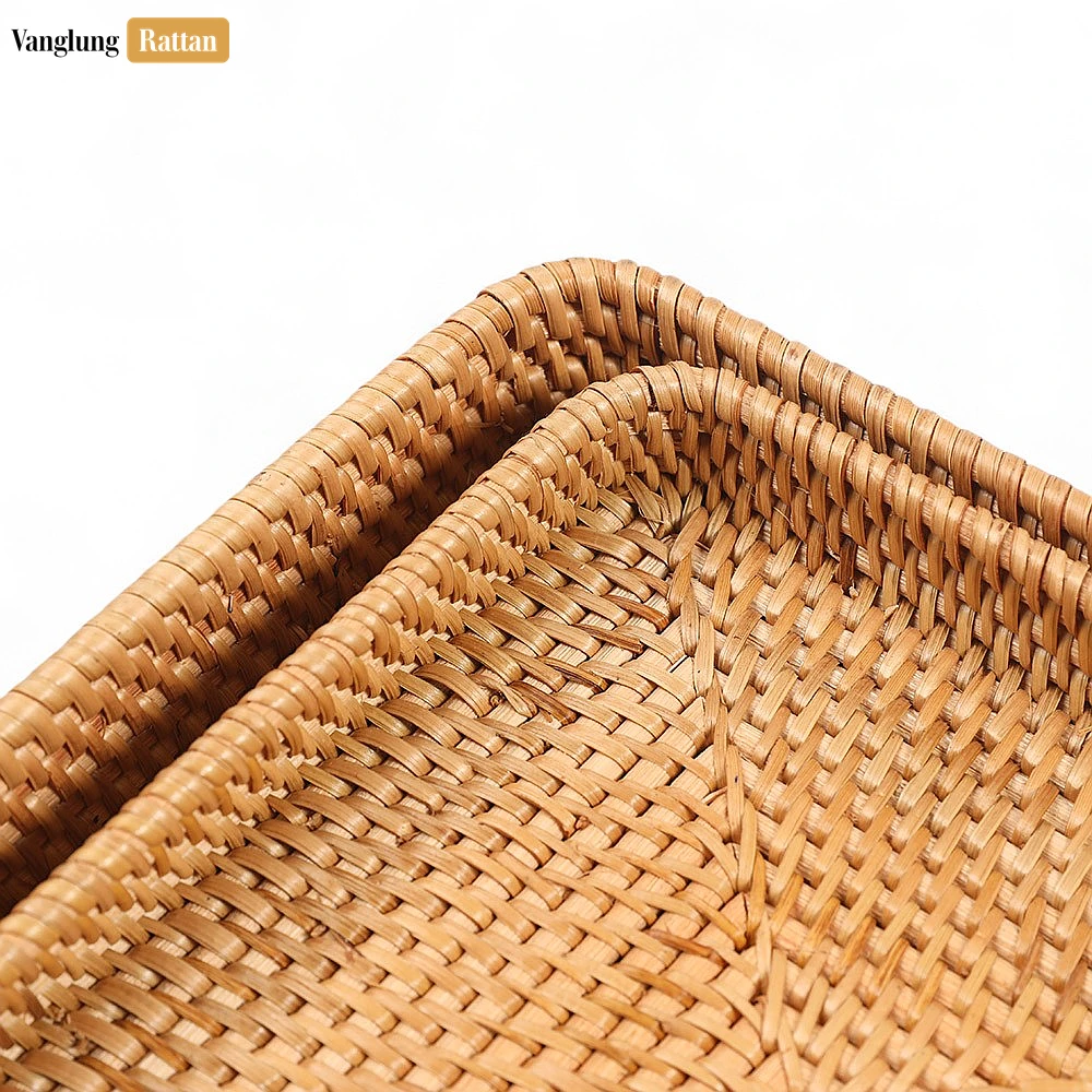Brown Handwoven Rectangle Straw Rattan Basket Serving Tray with Fine Weave - STCN011006 - Q: How do I clean and maintain my rattan serving tray?