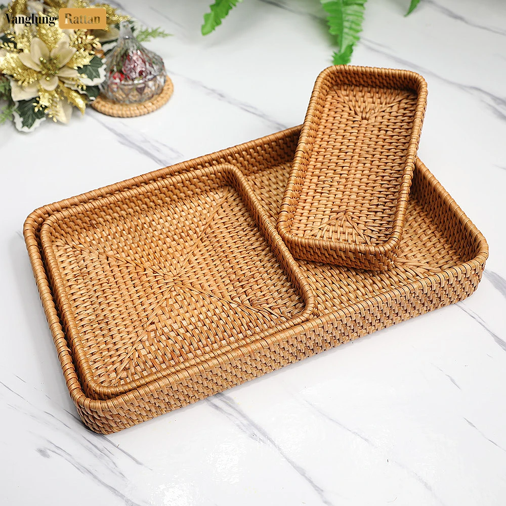 Brown Handwoven Rectangle Straw Rattan Basket Serving Tray with Fine Weave - STCN011006 - Q: Is this tray suitable for outdoor use?
