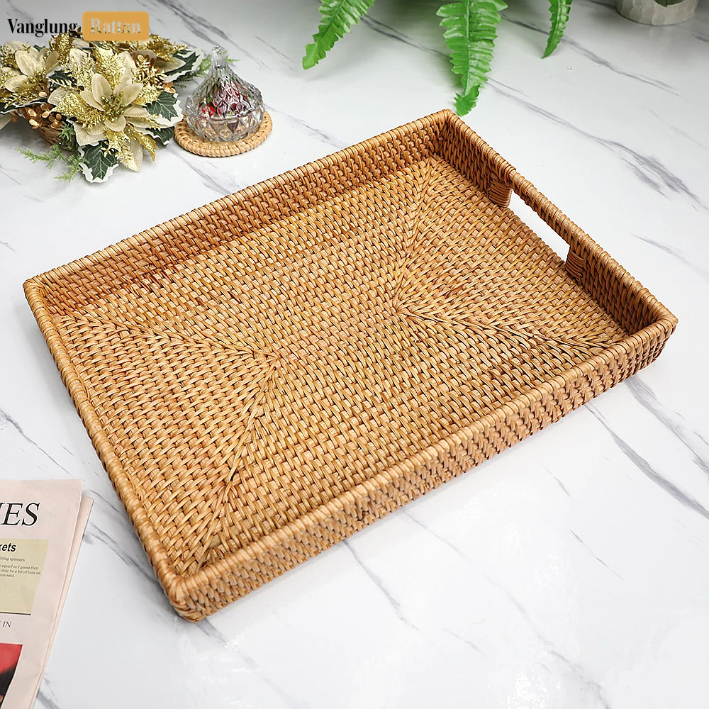 Brown Handwoven Rectangle Straw Rattan Handles Serving Tray with Fine Weave - STCN011002BR - Q: Is this serving tray suitable for outdoor use?