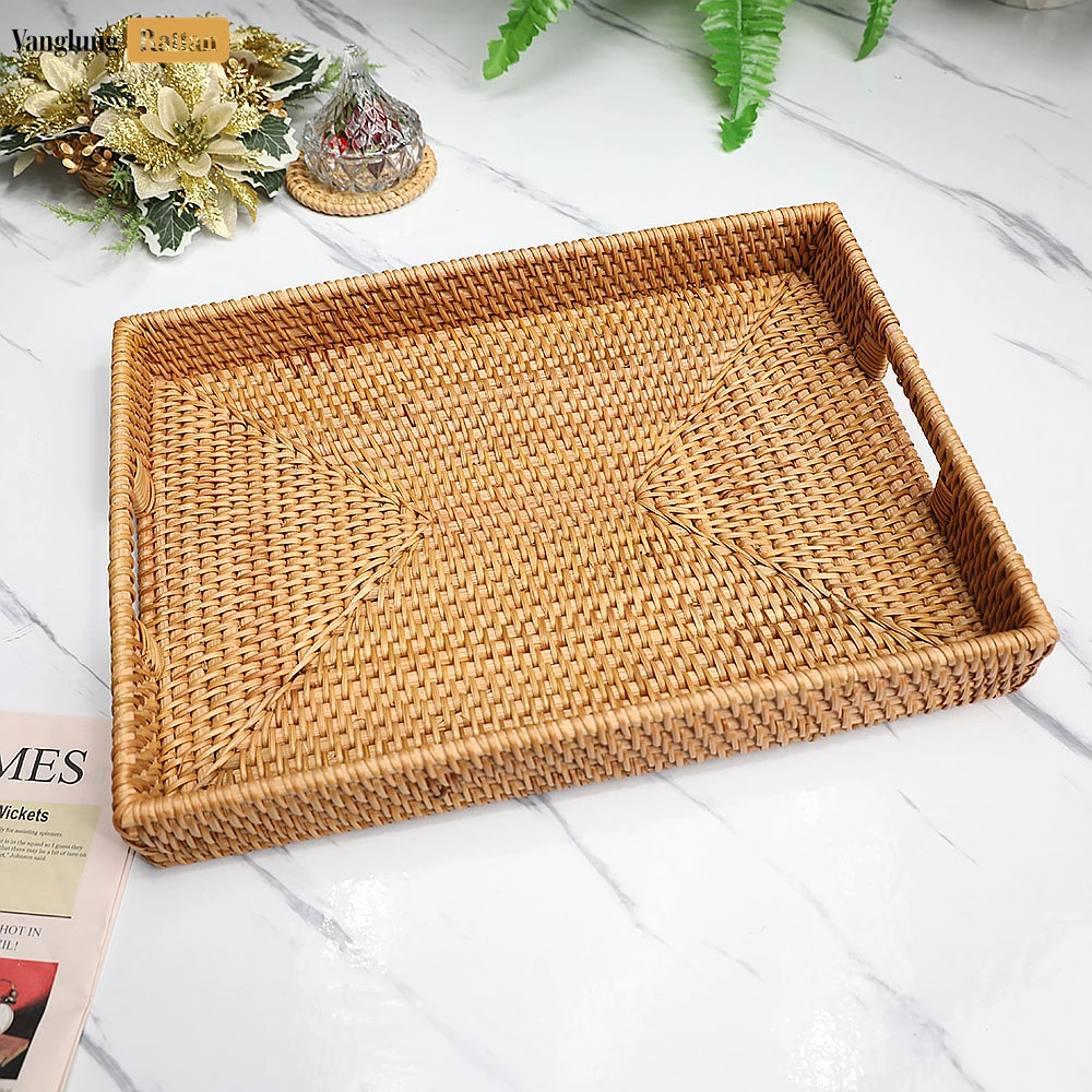 Brown Handwoven Rectangle Straw Rattan Handles Serving Tray with Fine Weave - STCN011002BR - Q: What weight capacity can this tray handle safely?