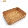 Brown Handwoven Round Rectangle Straw Rattan Basket Serving Tray with Fine Weave - STCN011005-1.webp