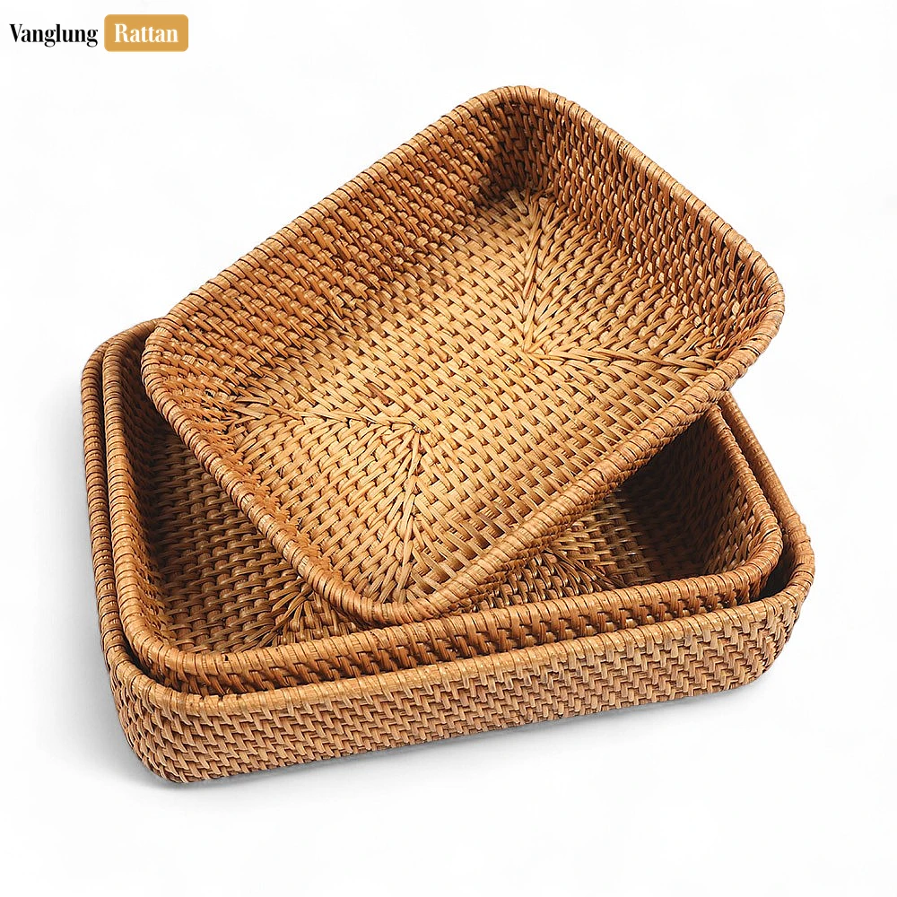 Brown Handwoven Round Rectangle Straw Rattan Basket Serving Tray with Fine Weave - STCN011005 - Q: Is this tray suitable for outdoor use?