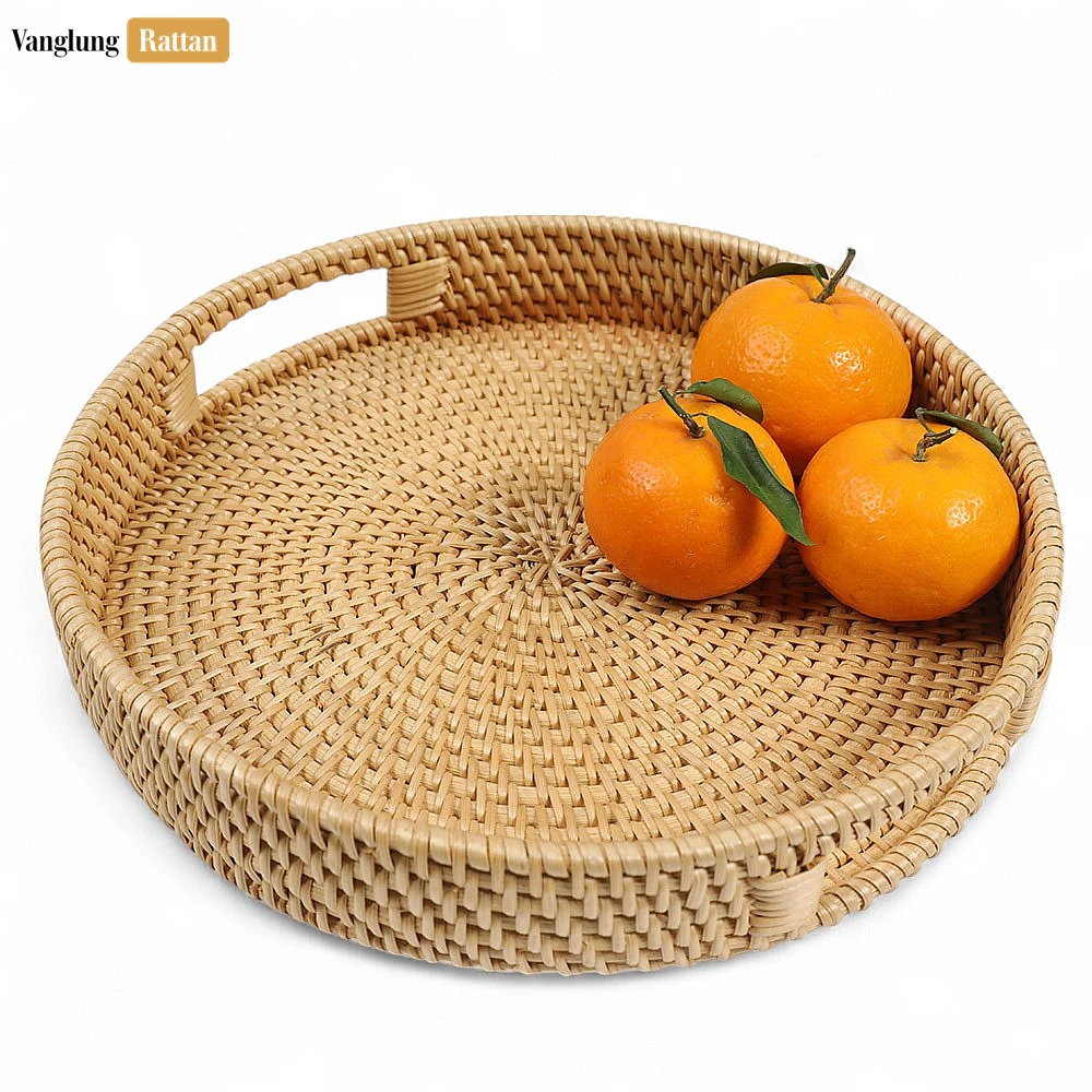 Green Circular Straw Rattan Serving Tray with Integrated Handles - STRO011001GR - ❓ Frequently Asked Questions