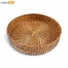 Handmade Brown Deep Round, Bamboo Rattan Serving Tray with Spiral Weave - STRO051004SE-1.webp