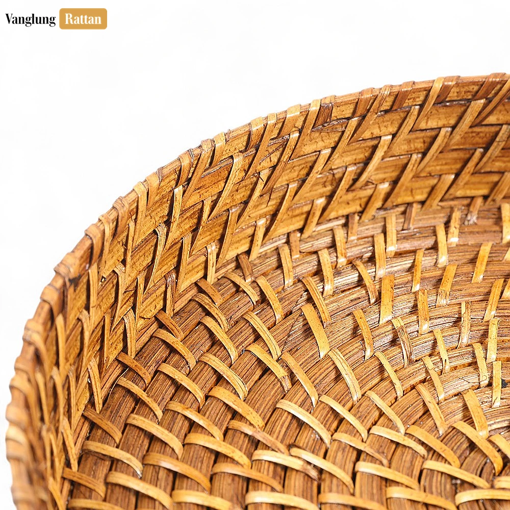 Handmade Brown Deep Round, Bamboo Rattan Serving Tray with Spiral Weave - STRO051004SE - 🍽️ Applications