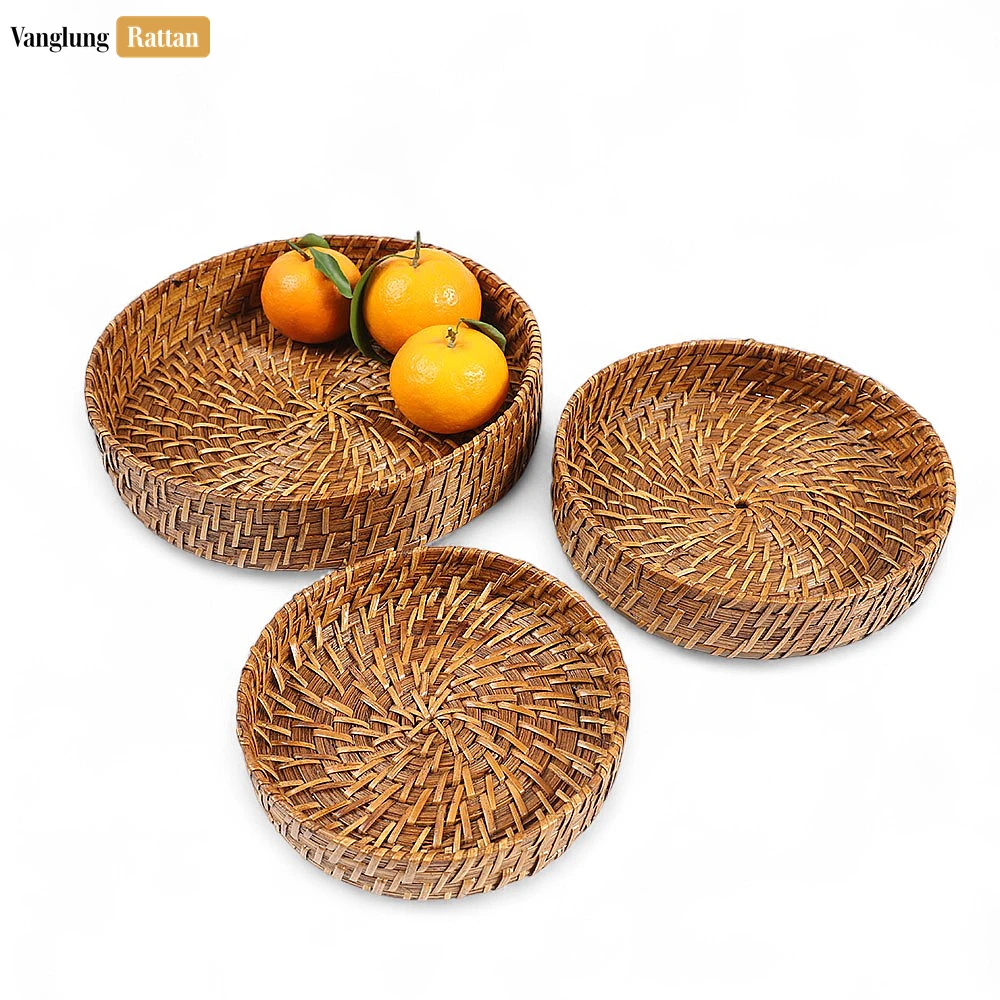 Handmade Brown Deep Round, Bamboo Rattan Serving Tray with Spiral Weave - STRO051004SE - ❓ Frequently Asked Questions
