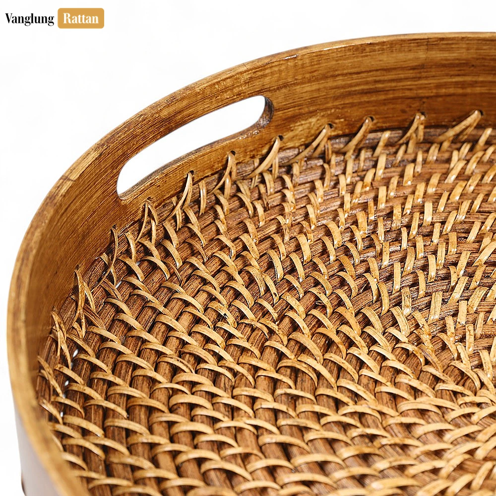 Handmade Brown Wicker Weave Circular Handles Rattan Serving Tray - STRO021003 - ❓ Frequently Asked Questions