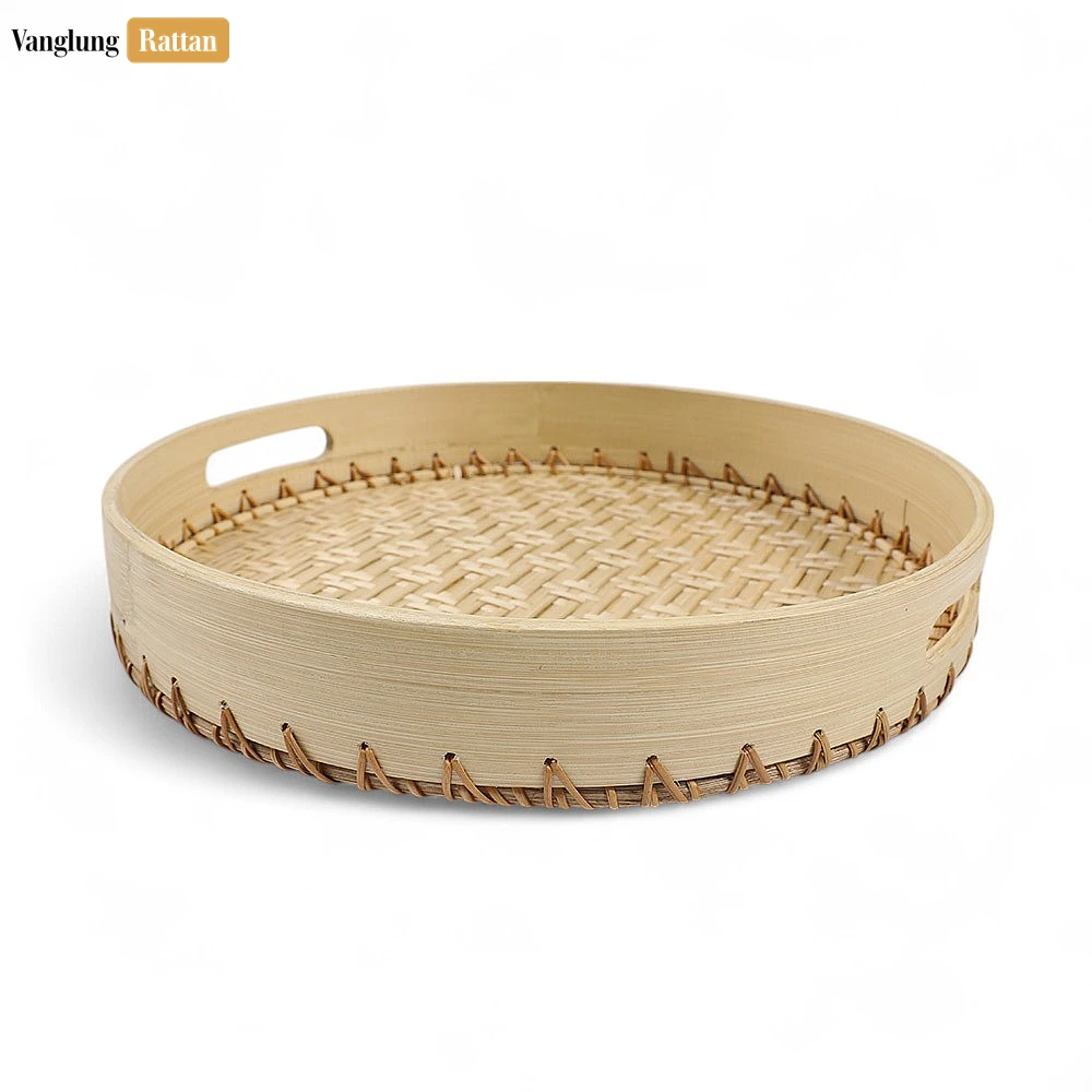 Handmade Natural Round Bamboo Rattan Handles Serving Tray with Twilled Twos Weave - STRO011012 - ❓ Frequently Asked Questions