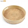 Handmade Natural Wicker Weave Circular Handles Rattan Serving Tray - STRO021003NA-1.webp