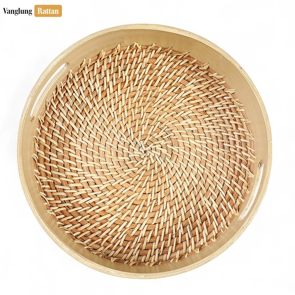 Handmade Natural Wicker Weave Circular Handles Rattan Serving Tray - STRO021003NA - 🏆 Why Choose VanglungRattan