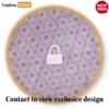 Handmade Round Rattan Placemat with Purple Hexagon Star Pattern - UP05009.webp