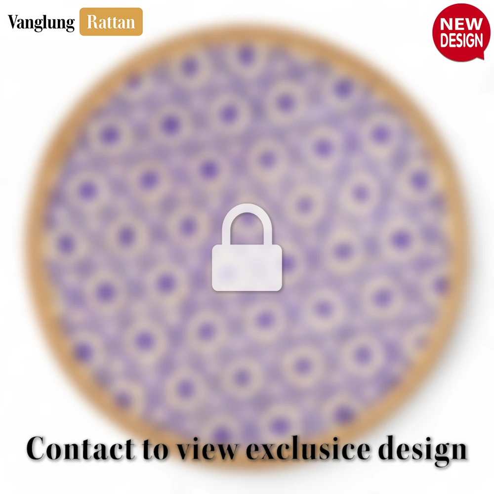 Round Natural Handwoven Bamboo Rattan Placemat with Purple Hexagon Star Pattern - UP054009-P - 🌟 Round Natural Handwoven Bamboo Rattan Placemat with Purple Hexagon Star Pattern - UP054009-P