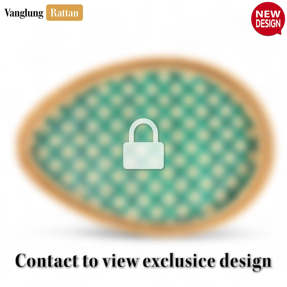 Handmade Teardrop Shape Bamboo Rattan Serving Tray with Green and Natural Diamond Weave - STDR013003 - 🏆 Why Choose VanglungRattan?