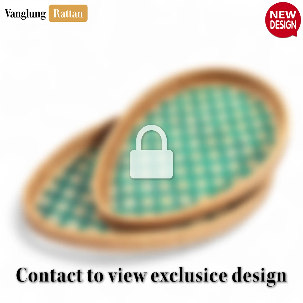 Handmade Teardrop Shape Bamboo Rattan Serving Tray with Green and Natural Diamond Weave - STDR013003 - Q: Is this serving tray suitable for hot dishes?