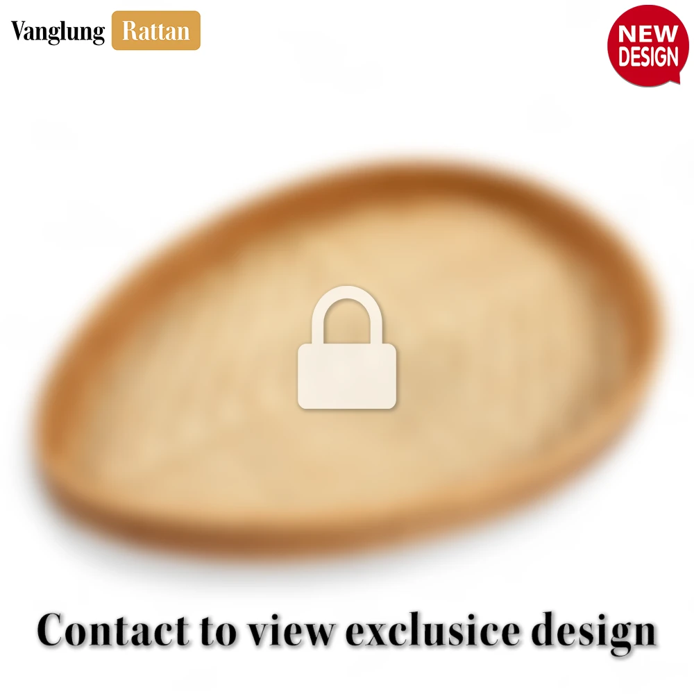 Handmade Teardrop Shape Bamboo Rattan Serving Tray with Natural Herringbone Weave - STDR013002-1.webp