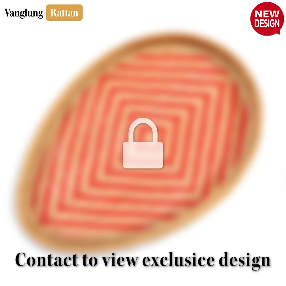 Handmade Teardrop Shape Bamboo Rattan Serving Tray with Red and Natural Herringbone Weave - STDR013005 - 🏪 Why Should You Buy Products at VanglungRattan