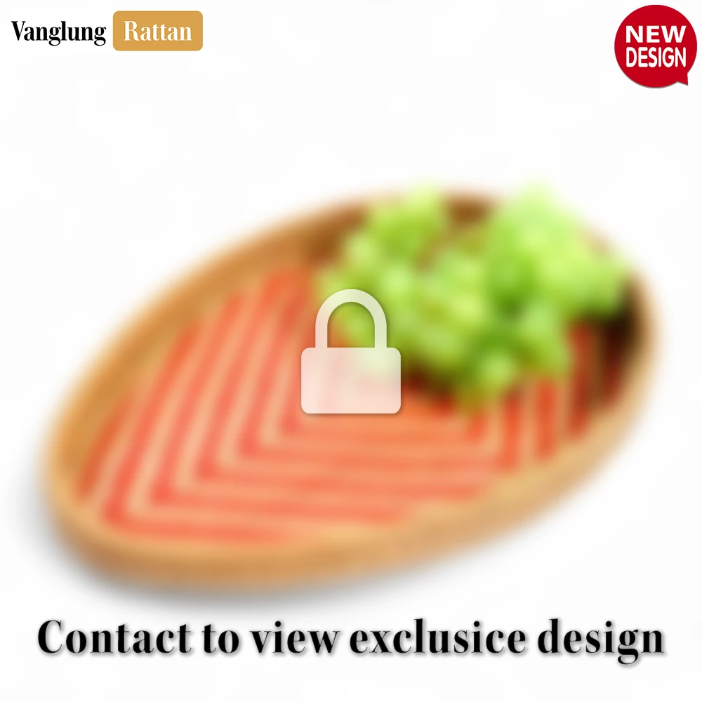 Handmade Teardrop Shape Bamboo Rattan Serving Tray with Red and Natural Herringbone Weave - STDR013005 - Q: Is this tray suitable for hot foods and beverages?