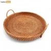 Handmade Wicker Weave Circular Rattan Serving Tray with Arched Handles - STRO021001BR-1.webp