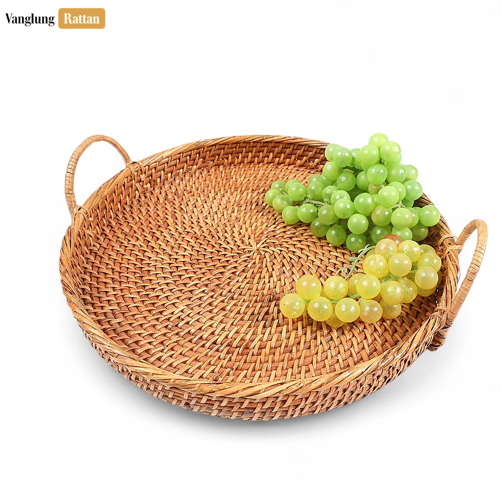 Handmade Wicker Weave Circular Rattan Serving Tray with Arched Handles - STRO021001BR - ❓ Frequently Asked Questions
