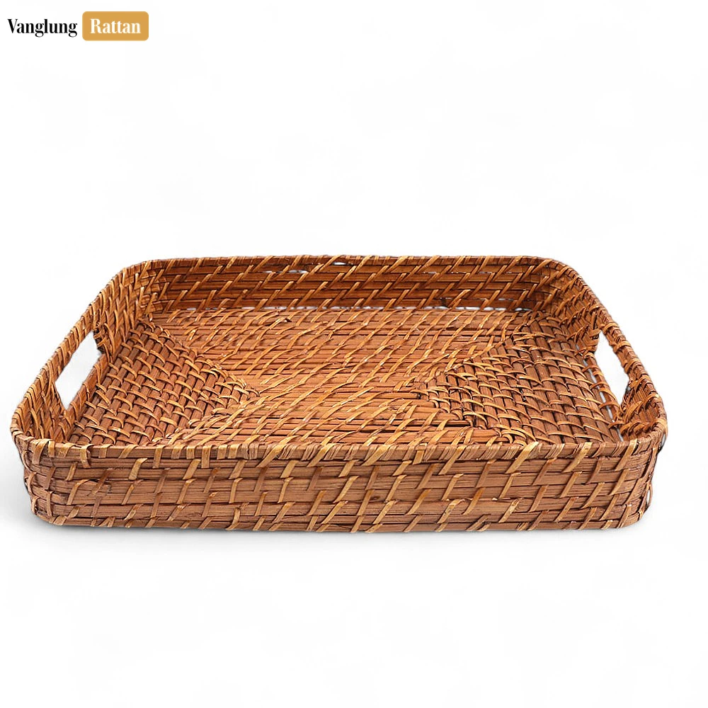 Handwoven Brown Round Rectangle Bamboo Rattan Serving Tray with Integrated Handles - STCN051007S - ❓ Frequently Asked Questions