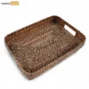 Handwoven Dark Brown Round Rectangle Bamboo Rattan Serving Tray with Integrated Handles - STCN051007S-1.webp