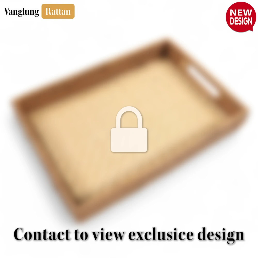 Handwoven Green Natural Bamboo Rattan Handles Serving Tray with Fine Weave - STCN013003K-1.webp