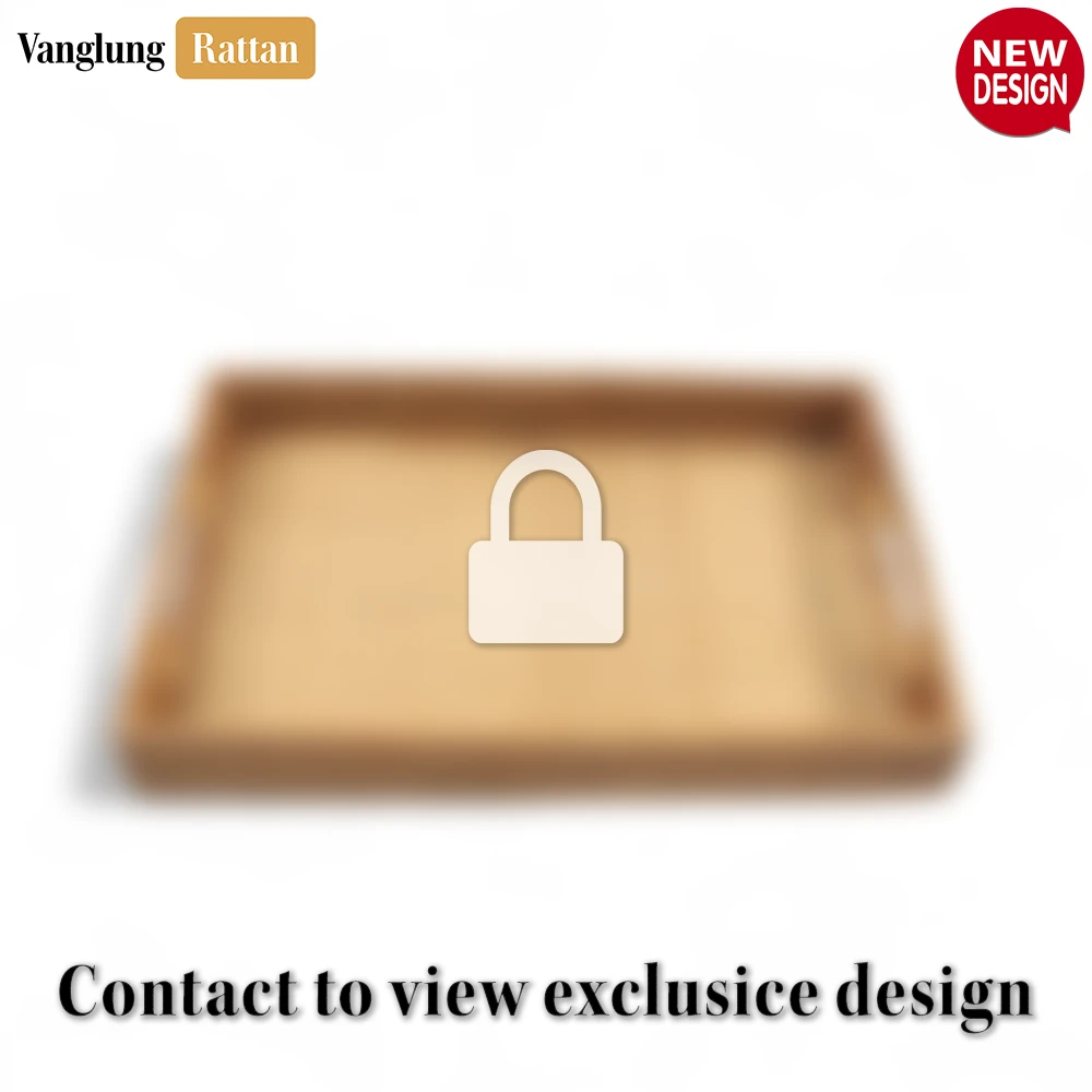 Handwoven Green Natural Bamboo Rattan Handles Serving Tray with Fine Weave - STCN013003KA-2.webp