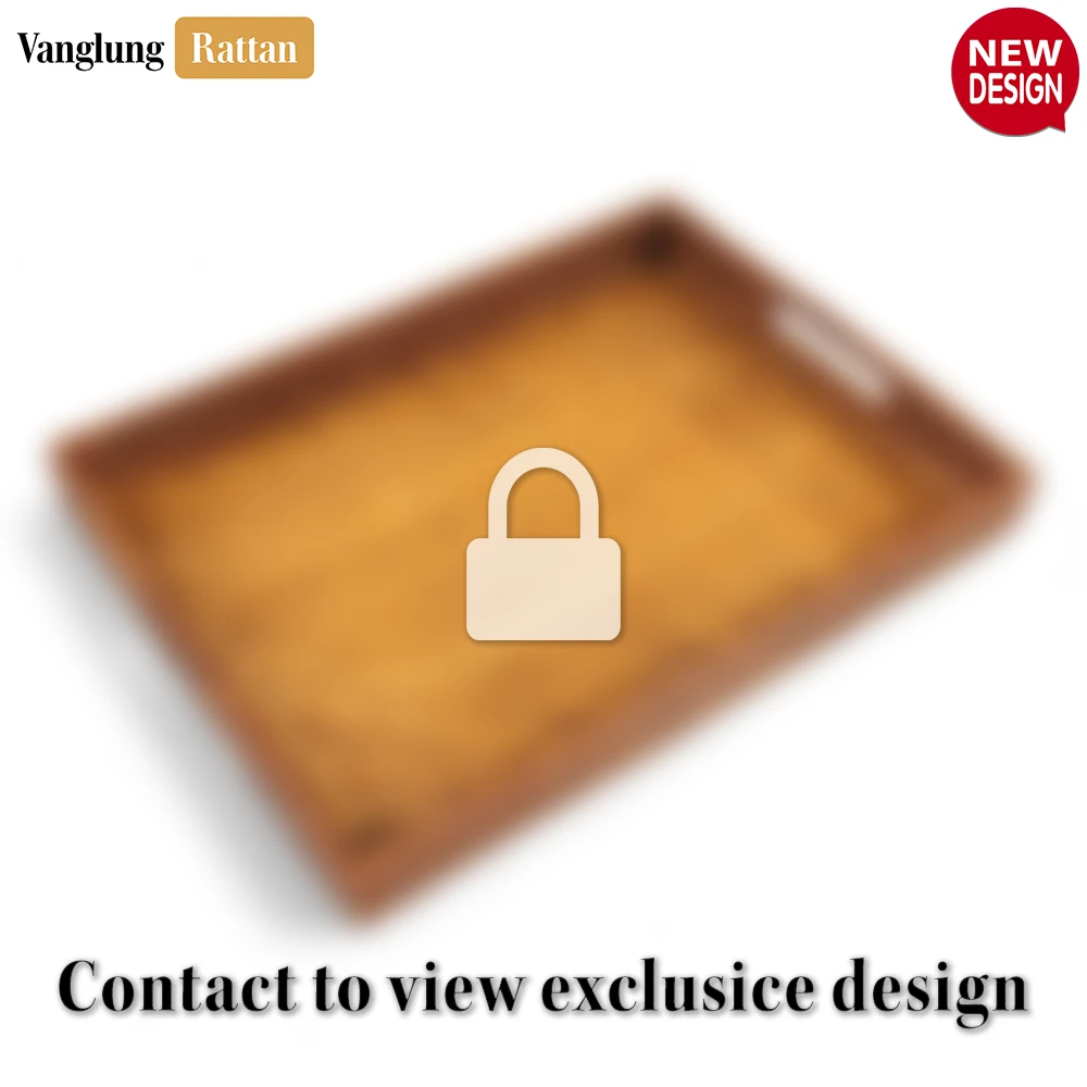 Handwoven Honey Brown Bamboo Rattan Handles Serving Tray with Fine Weave - STCN013003HB-1.webp