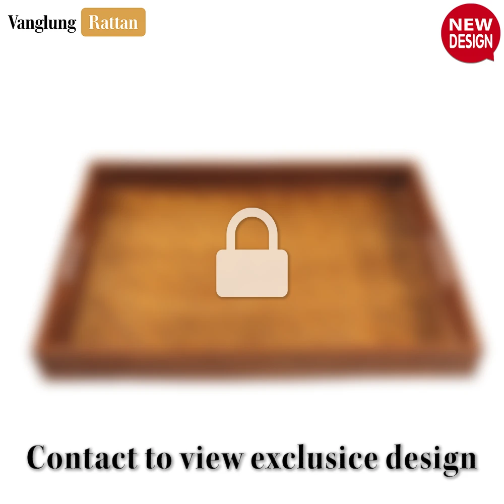 Handwoven Honey Brown Bamboo Rattan Handles Serving Tray with Fine Weave - STCN013003HB-2.webp