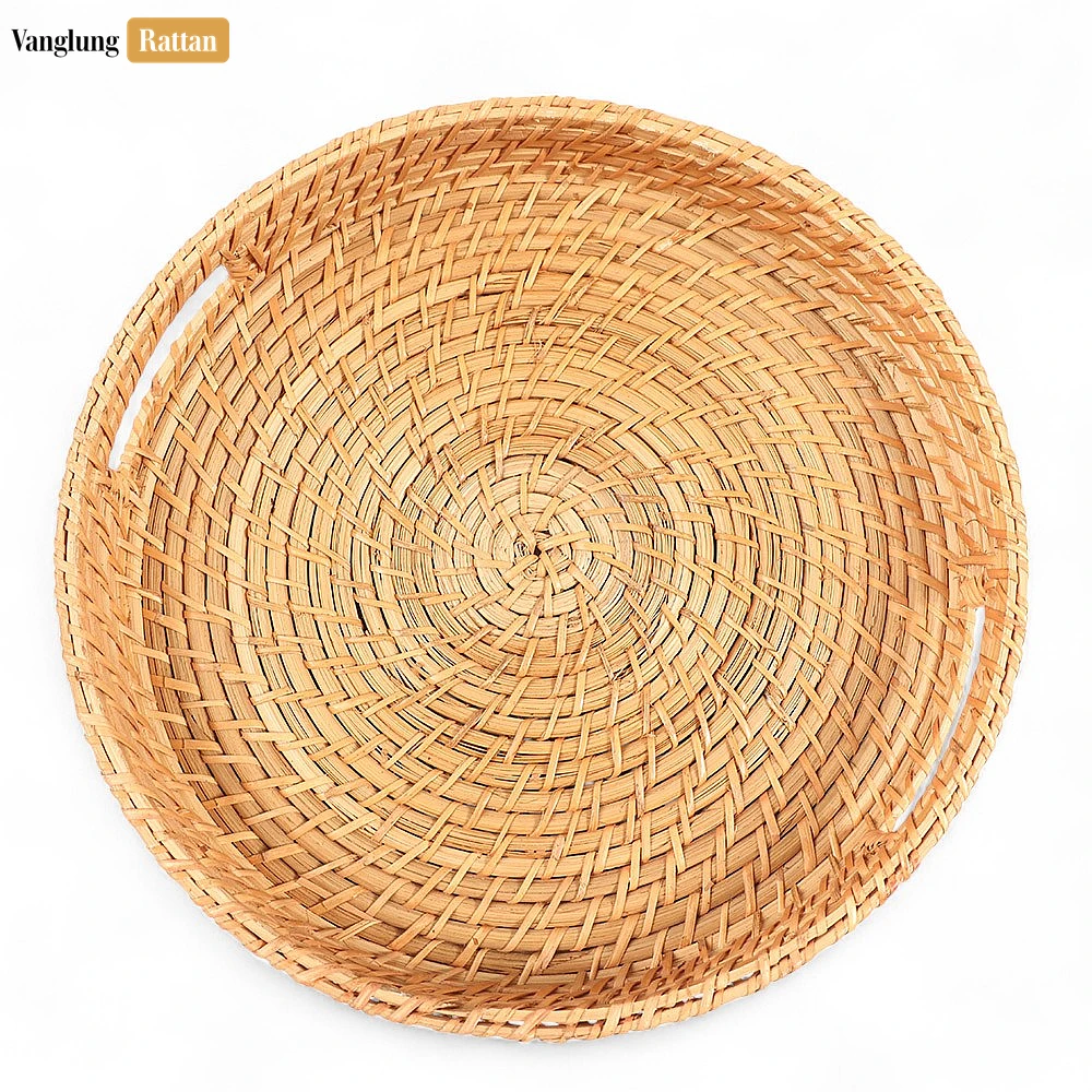 Handwoven Honey Brown Circles Bamboo Rattan Handles Serving Tray with Concentric Pattern - STRO051000HB - ❓ Frequently Asked Questions (FAQ)