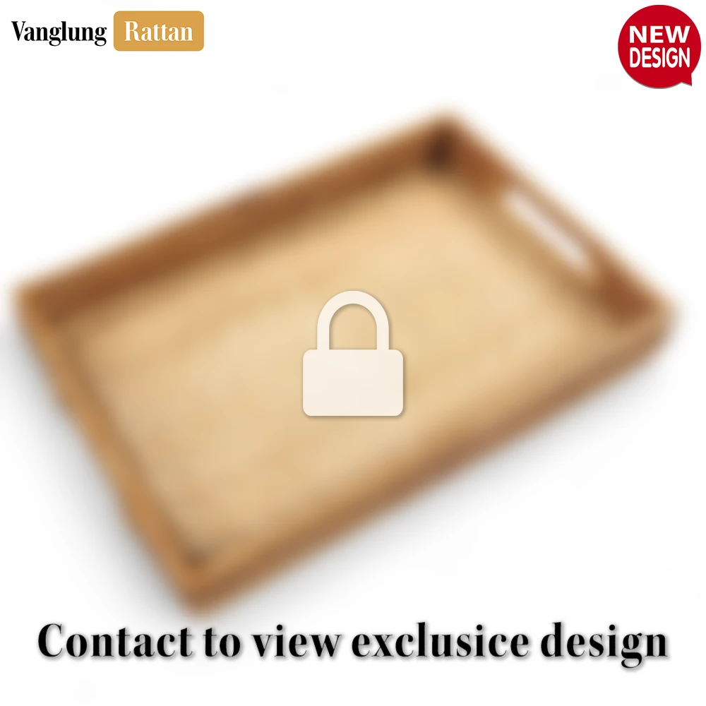 Handwoven Light Brown Bamboo Rattan Handles Serving Tray with Fine Weave - STCN013003-1.webp