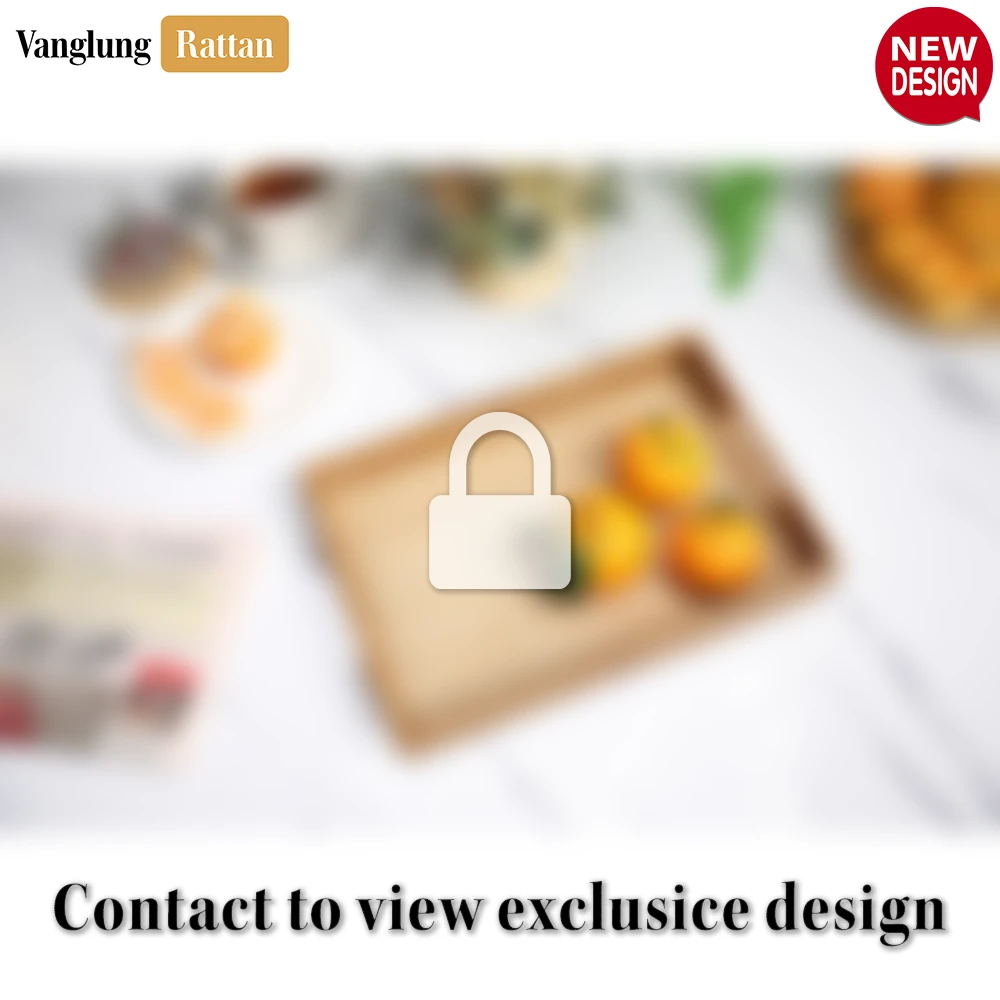 Handwoven Light Brown Bamboo Rattan Handles Serving Tray with Fine Weave - STCN013003-2.webp