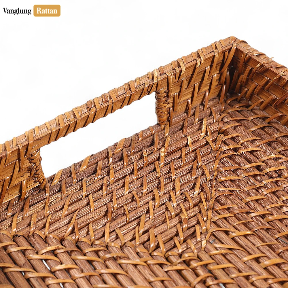 Handwoven Rectangle Bamboo Rattan Handle Serving Tray with Intricate Weave - STCN051003 - Q: How do I properly care for my bamboo rattan serving tray?