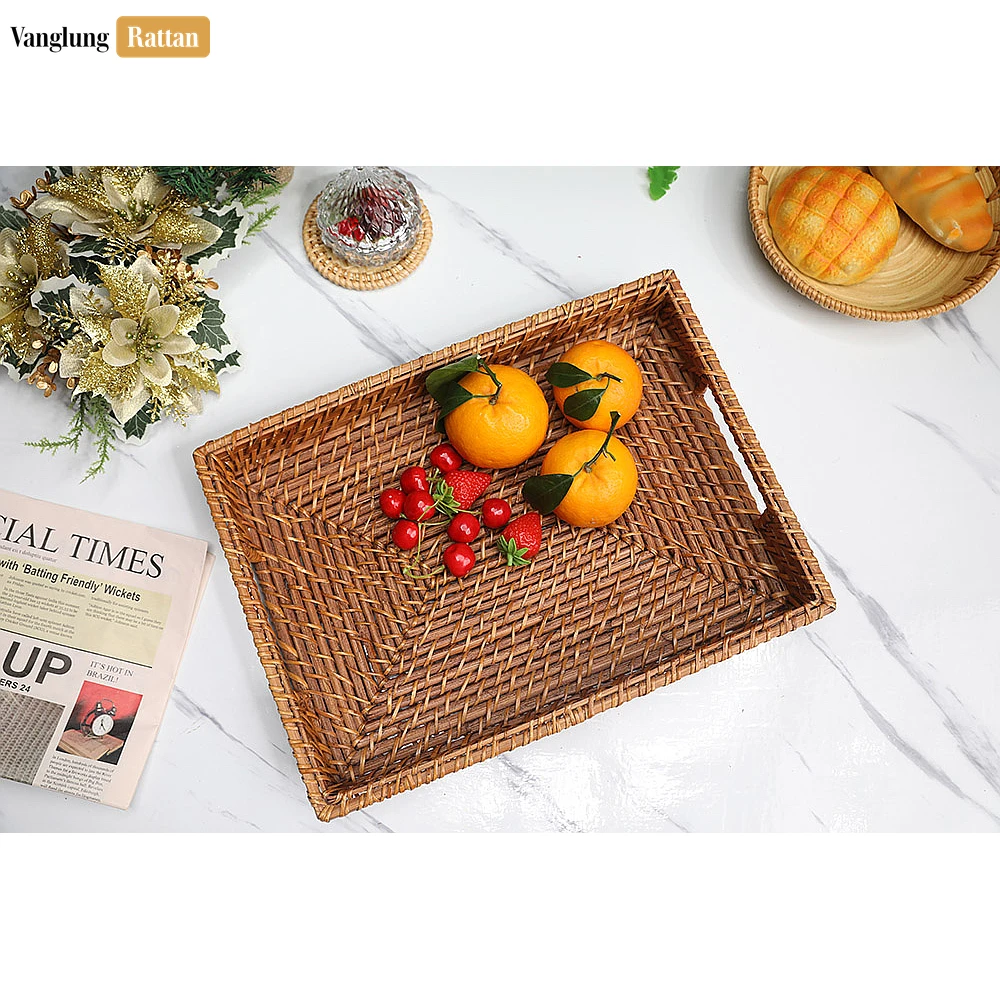 Handwoven Rectangle Bamboo Rattan Handle Serving Tray with Intricate Weave - STCN051003 - Q: What makes this tray different from mass-produced alternatives?