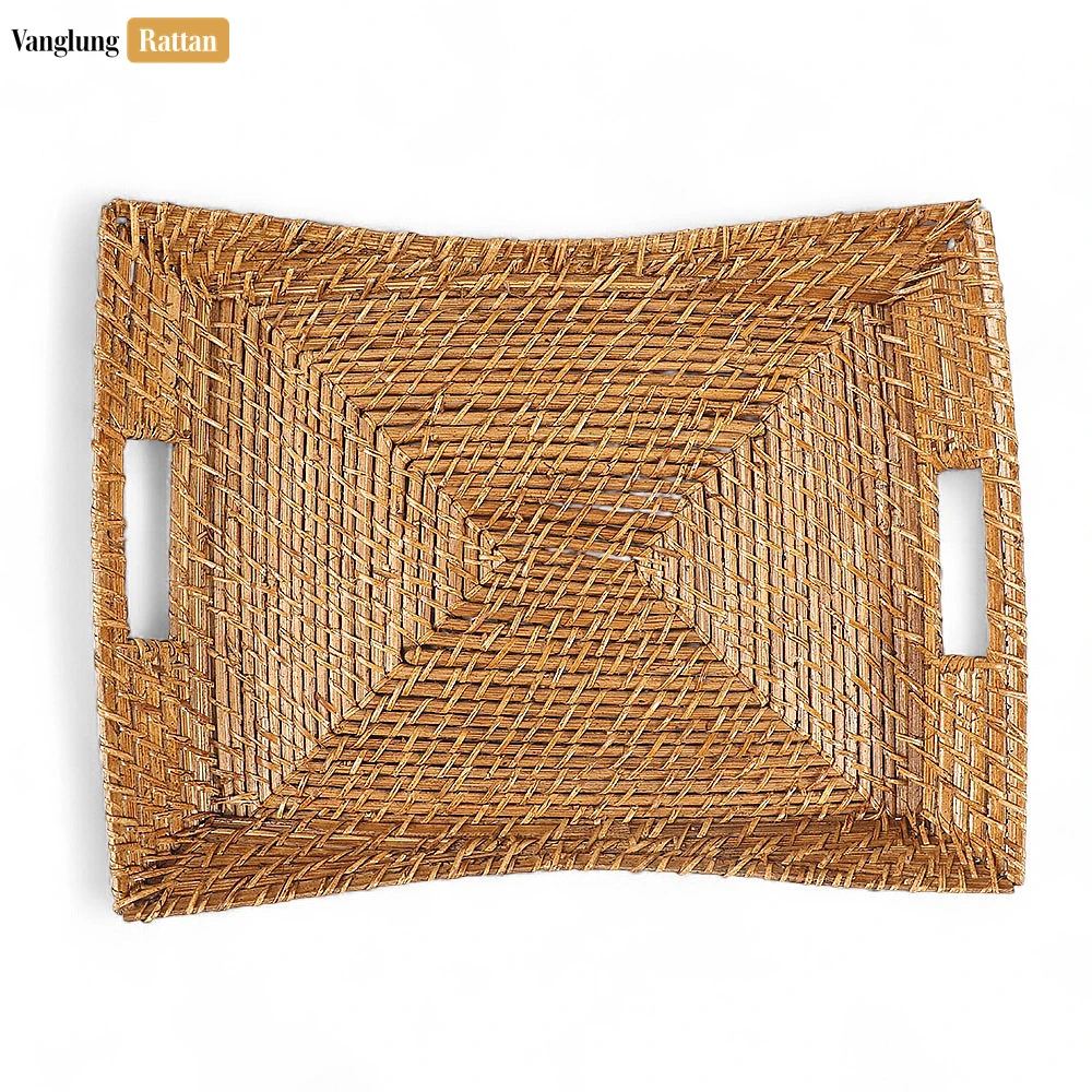 Handwoven Rectangle Bamboo Rattan Serving Tray with Curved Sides and Concentric Weave - STCN051006 - ❓ Frequently Asked Questions
