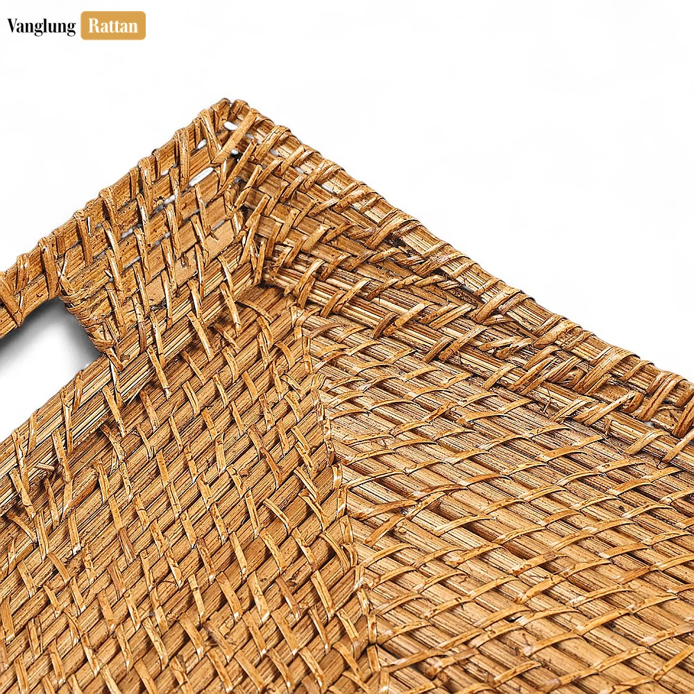 Handwoven Rectangle Bamboo Rattan Serving Tray with Curved Sides and Concentric Weave - STCN051006 - Q: Is this serving tray suitable for hot dishes?