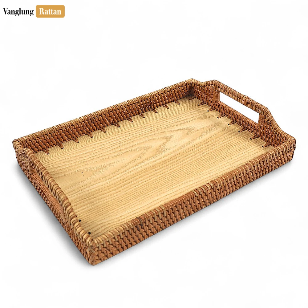 Handwoven Rectangle Straw Rattan Handles Serving Tray with Solid Wood Base - STCN14001 - ❓ Frequently Asked Questions