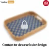 Handwoven Rectangular Bamboo Rattan Handles Serving Tray with Blue Diamond Weave - STCN013005BL-1.webp