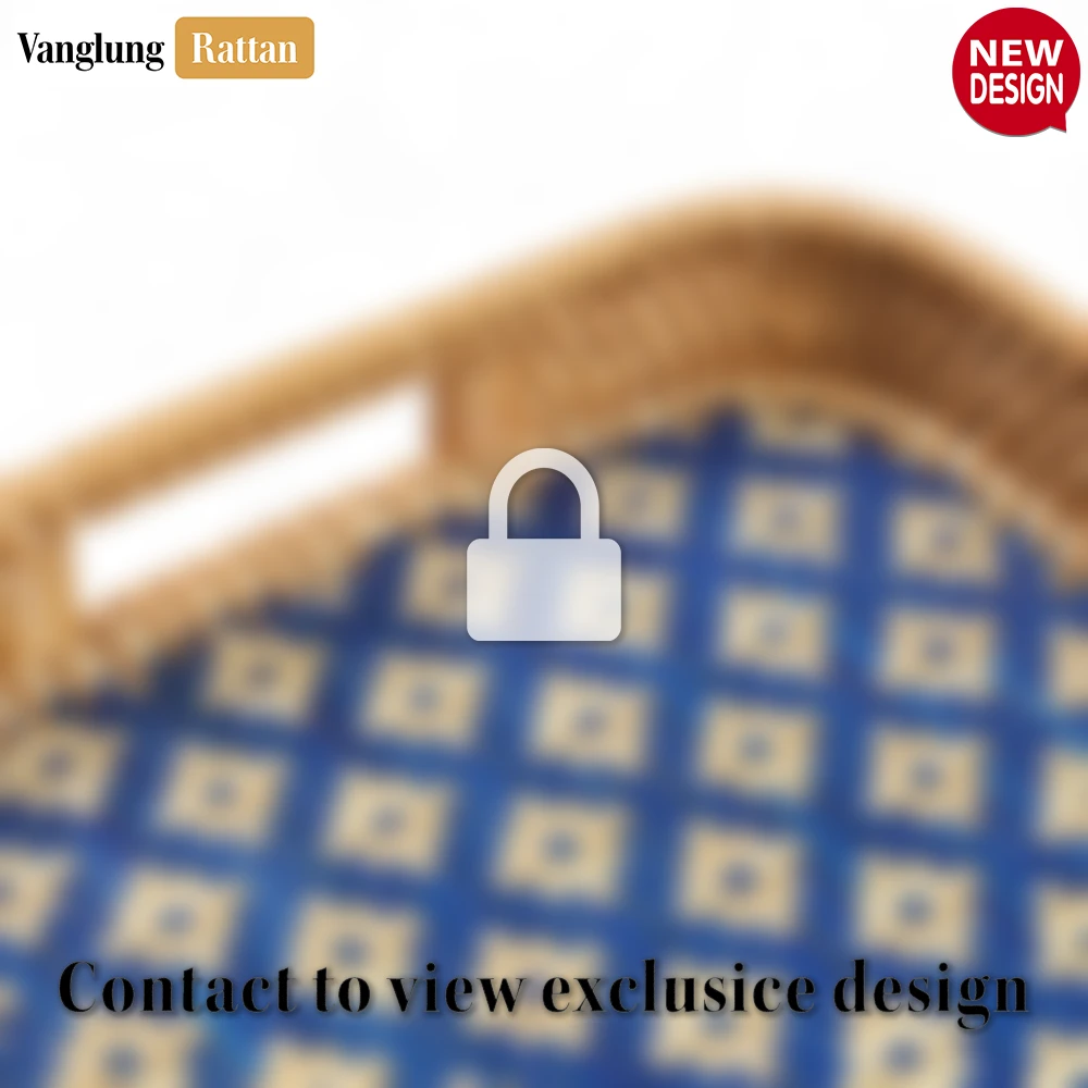 Handwoven Rectangular Bamboo Rattan Handles Serving Tray with Blue Diamond Weave - STCN013005BL - ❓ Frequently Asked Questions