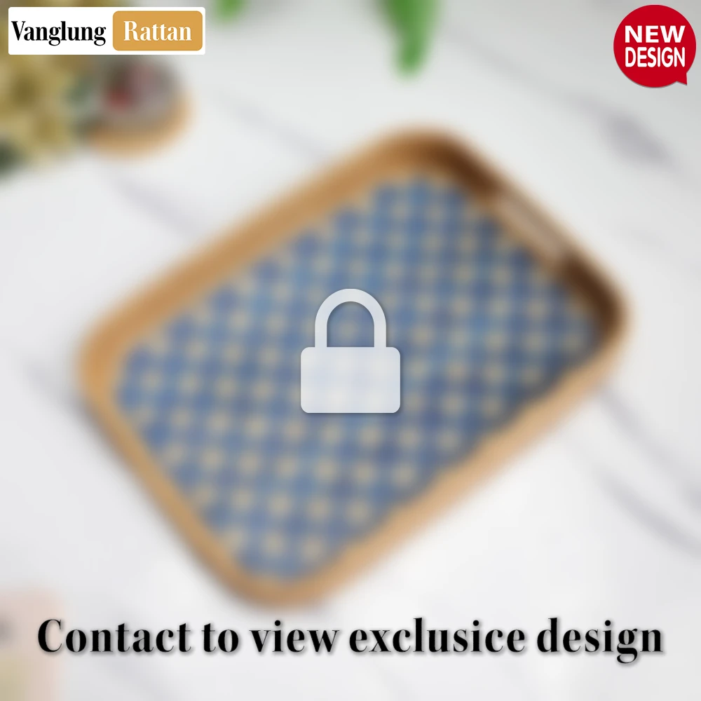 Handwoven Rectangular Bamboo Rattan Handles Serving Tray with Blue Diamond Weave - STCN013005BL - Q: How do I clean and maintain my bamboo rattan serving tray?