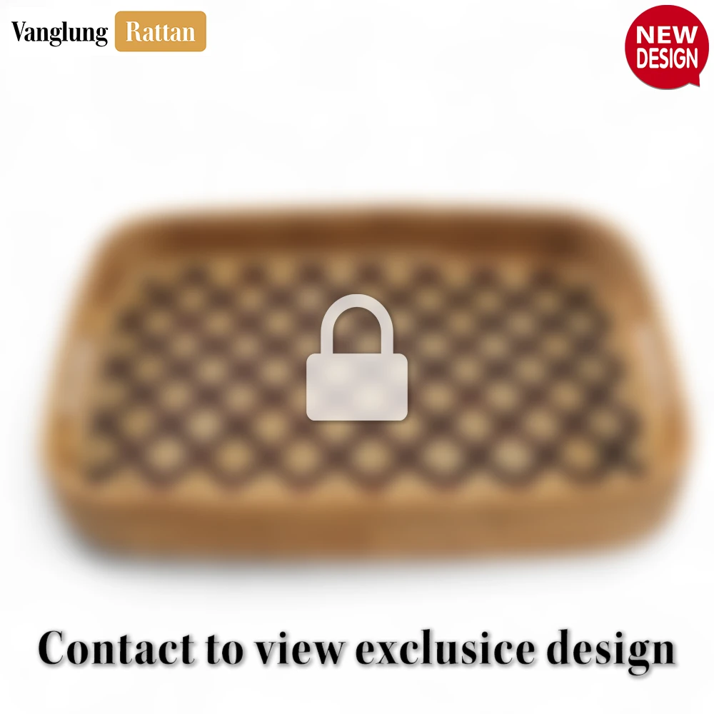 Handwoven Rectangular Bamboo Rattan Handles Serving Tray with Brown Diamond Weave - STCN013005BR - ✨ Product Highlights