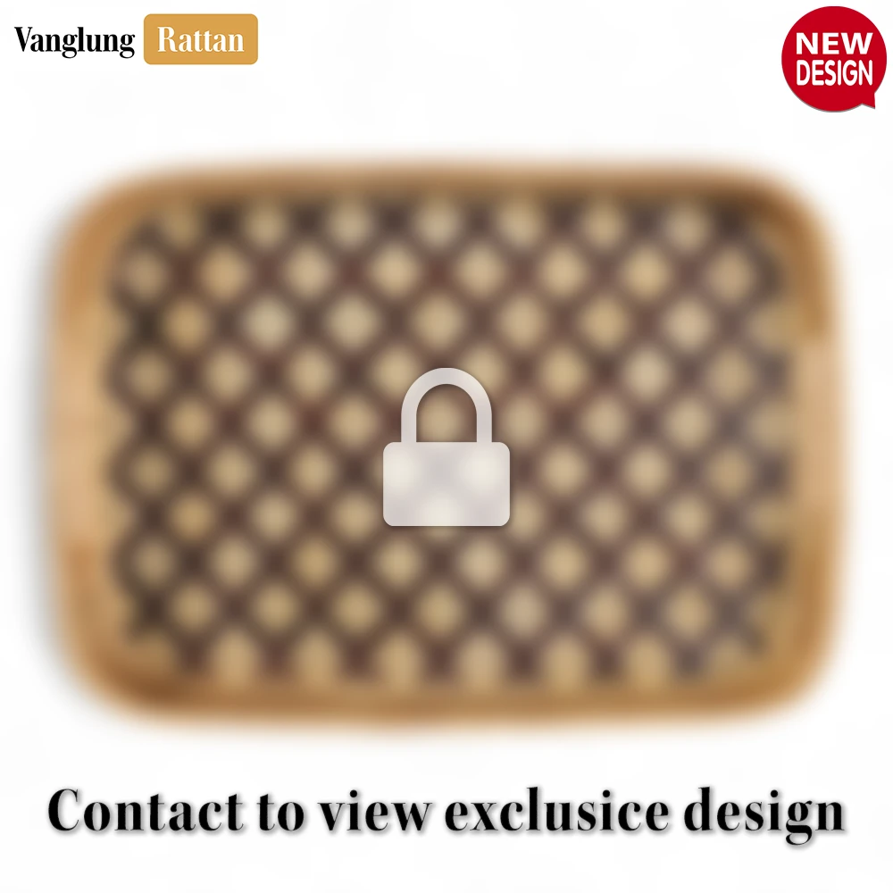 Handwoven Rectangular Bamboo Rattan Handles Serving Tray with Brown Diamond Weave - STCN013005BR - 🏆 Why Choose VanglungRattan