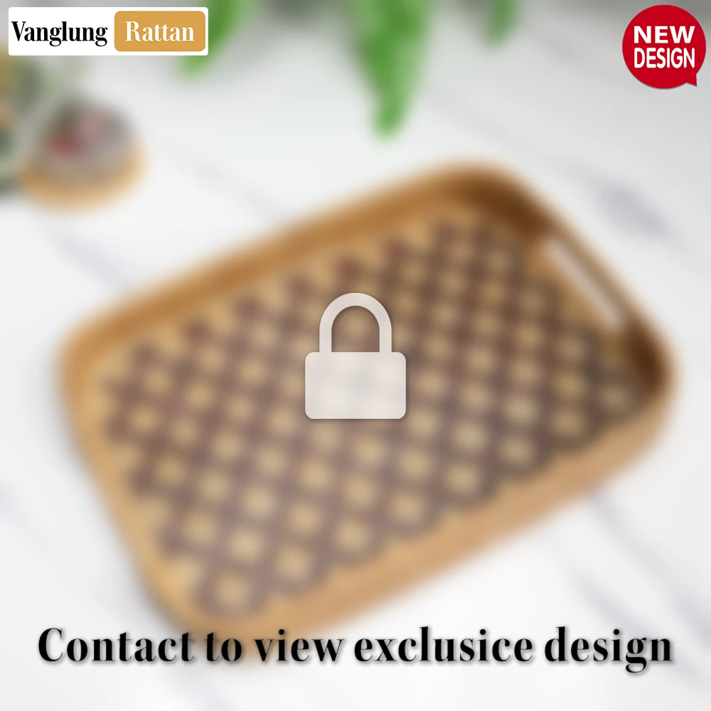 Handwoven Rectangular Bamboo Rattan Handles Serving Tray with Brown Diamond Weave - STCN013005BR - Q: How do I properly care for my bamboo rattan serving tray?
