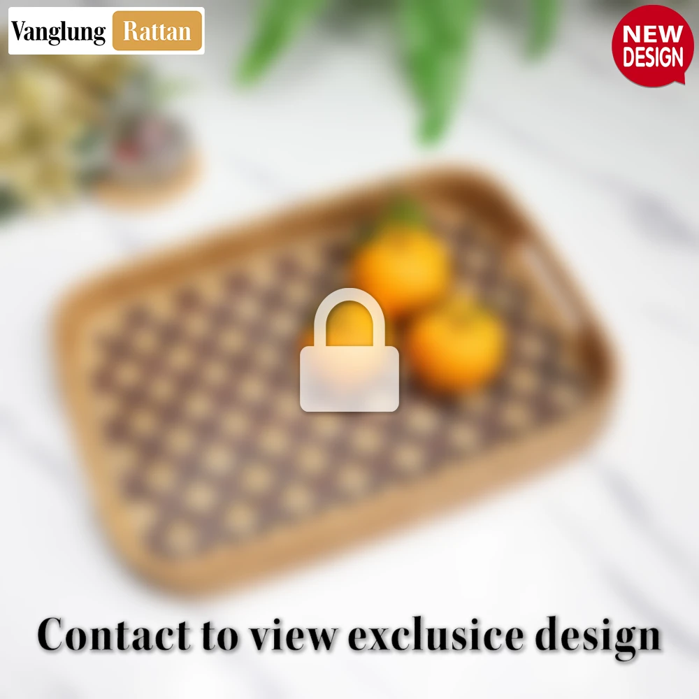 Handwoven Rectangular Bamboo Rattan Handles Serving Tray with Brown Diamond Weave - STCN013005BR - Q: Is this serving tray suitable for hot dishes and beverages?