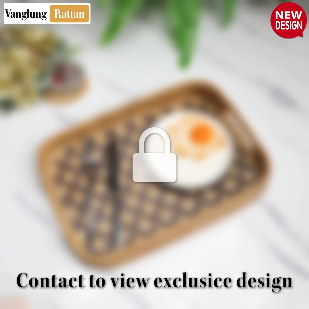 Handwoven Rectangular Bamboo Rattan Handles Serving Tray with Brown Diamond Weave - STCN013005BR - Q: What makes the diamond weave pattern special?
