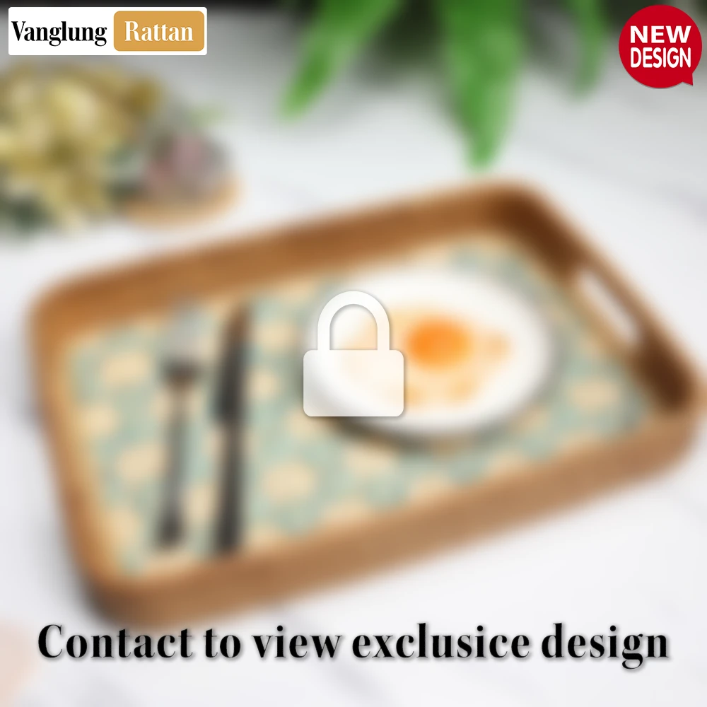 Handwoven Rectangular Bamboo Rattan Handles Serving Tray with Natural Blue Teal Geometric Weave - STCN013006BL-2.webp