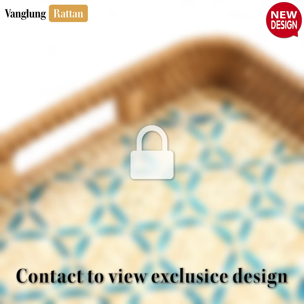 Handwoven Rectangular Bamboo Rattan Handles Serving Tray with Natural Blue Teal Geometric Weave - STCN013006BL - ❓ Frequently Asked Questions