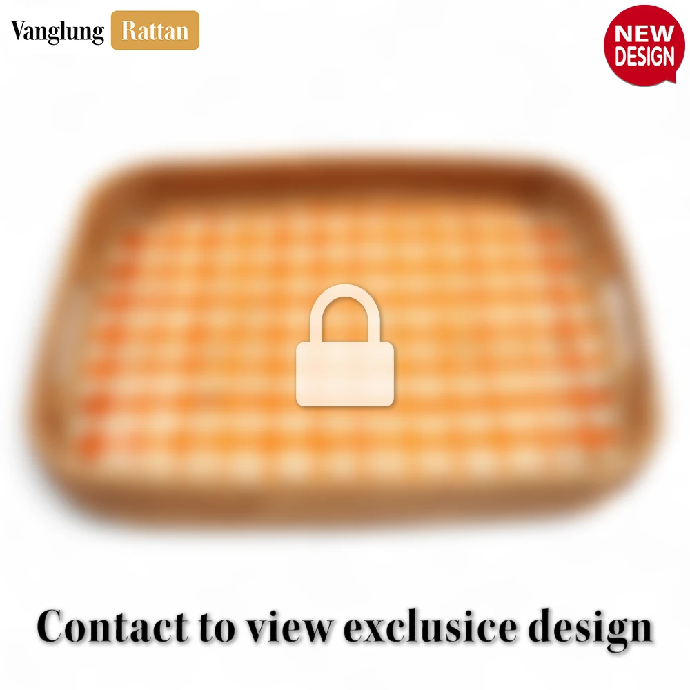 Handwoven Rectangular Bamboo Rattan Handles Serving Tray with Natural Orange Checkered Pattern - STCN013006OR - ✨ Product Highlights